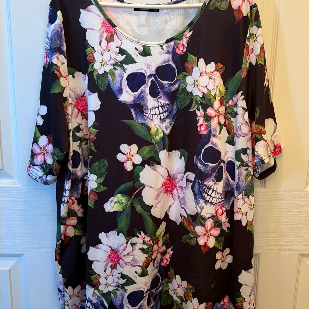 Floral Skull Print Women's Top